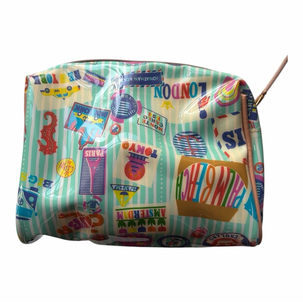 Jonathan Adler PVC Travel City Stamp Cosmetic Bag Pouch - Picture 2 of 5